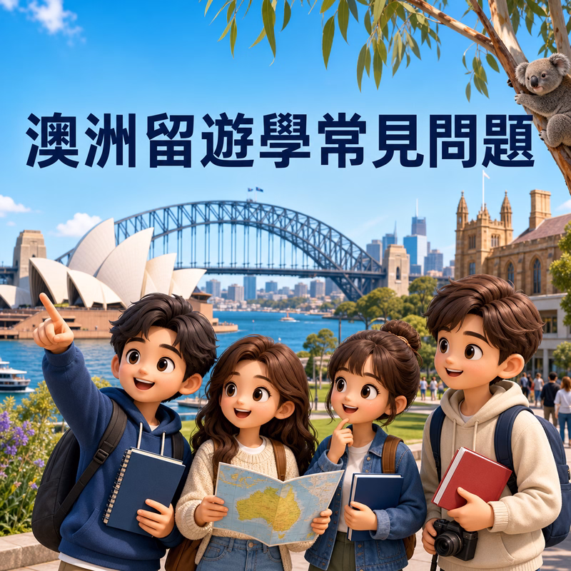 澳洲留遊學常見問題解答，涵蓋澳洲語言學校挑選、留學費用預算與代辦服務內容。