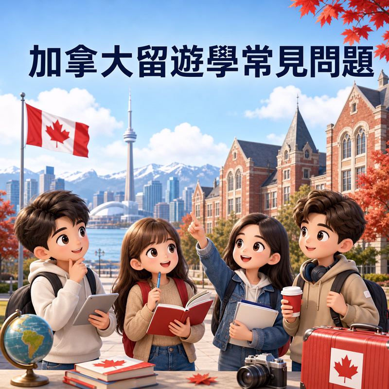 加拿大留遊學常見問題解答，涵蓋語言學校申請、留學費用預算與代辦諮詢服務。